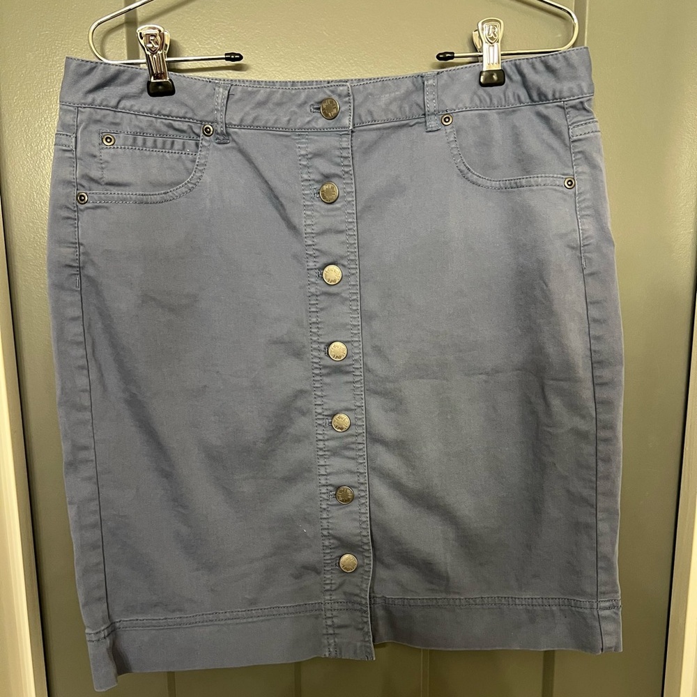J. Jill Steel Blue Button-Front Mini Skirt . Size 10. Length is 20 inches.